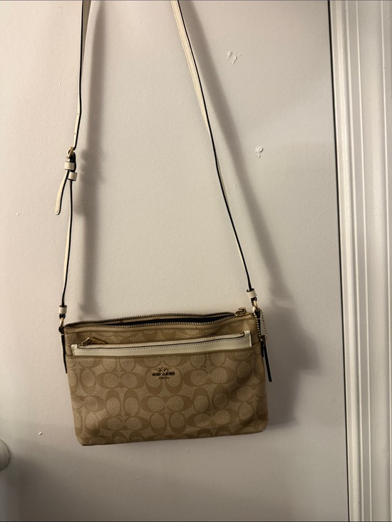 Coach Handbags - Coach Tan Signature Crossbody with Cream Trim